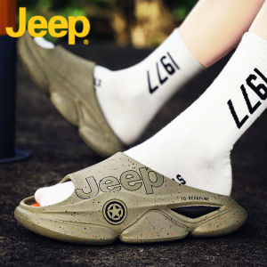 Jeep Mens Summer Outdoor Wear Coconut Themed Slippers Comfortable Beach Sandals Sporty Flat Footwear for Young Adults