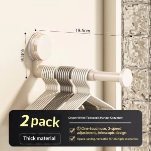 Aitemay 4pcs Retractable Suction Cup Hanger No-Drill Storage Rack for Bathroom & Balcony Strong Hold Home Use Hanging Organizer ABS Plastic Space-Saver Towel Rack