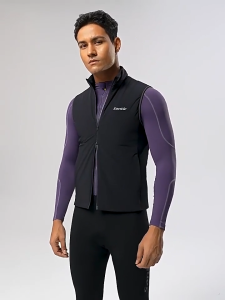 Santic Men Cycling Vest Winter Windproof Thermal Full Zipper with Pockets Outdoor Sports Bike Sleeveless Jacket