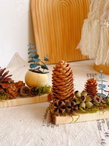 Handmade DIY Wood Pinecone Desktop Decoration Wabi-Sabi Style Atmosphere Decor Pure Handcraft Nursery Environment Creation