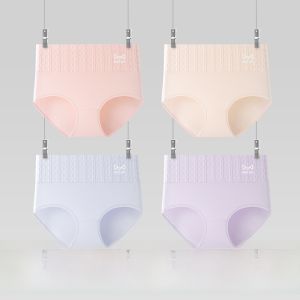 MiiOW | กางเกงชั้นในทรงสามเหลี่ยมเอวสูงผ้าฝ้ายแท้สำหรับผู้หญิง กางเกงขาสั้นระบายอากาศได้ดี ป้องกันแบคทีเรีย ใส่สบาย ฤดูร้อน 2025 ใหม่