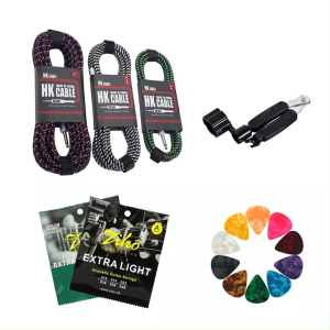 SET Guitar Cable (3m/5m/10m) No Noise Shielded Cable for Acoustic Electric Bass Ukulele Accessories SET (Gitar)