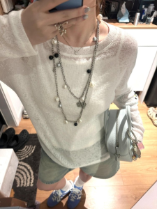Slimming Summer Thin Long Sleeve Dog T-Shirt Casual Loose Fit Korean Style Commute High Waist Polyester Fiber Tee