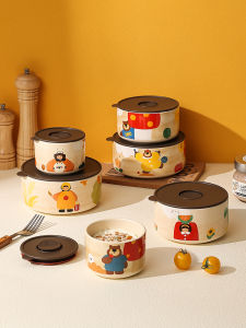Sealable Cute Office Worker Sealed Ceramic Bowl