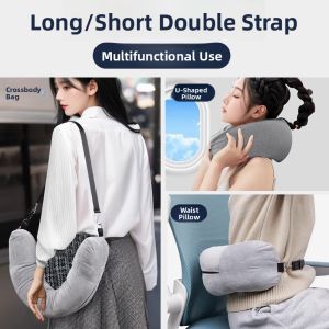 Portable U-Shaped Pillow Inflatable Air-Filled Travel Companion Clothes Storage Bag Low-Cost Airlines Essential Soft Support