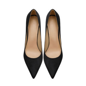 Nude Color High Heels Womens Pointed Toe 2025 New Style Elegant Spring Autumn Silk Satin Black Professional Single Shoes Thin Heel Summer