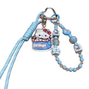 Creative and cute Miu series acrylic cat bead bag hanging woven hanging rope pendant keychain DIY phone chain