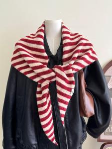 Khăn Choàng Tam Giác Dệt Kim Lông Cừu Pha Trộn Thời Trang Cho Nữ Khăn Quàng Cổ Đa Năng Giữ Ấm Phong Cách Nhỏ Mềm Mại