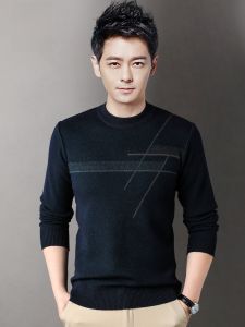ROMON | Áo len dệt kim dày ấm áp cổ tròn thường ngày thời trang mùa đông cho nam Áo len dệt kim dài tay phong cách công sở thời trang