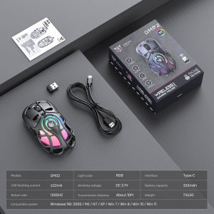 ONIKUMA | ONIKUMA DM02 Wireless Gaming Mouse Bluetooth 2.4G Wired RGB Lightweight 1000Hz Polling Type C Rechargeable for PC Laptop Gamer