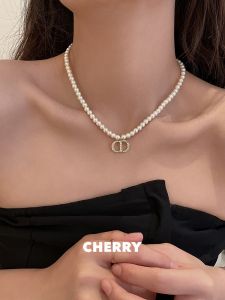 Womens Zircon Pearl Necklace French Style Choker Luxury High End Sensation Celebrity Neck Chain Accessory Fashion Jewelry