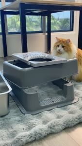 Mimiku Fully Enclosed Cat Litter Box Stainless Steel Material Spacious Design Large Cat Toilet