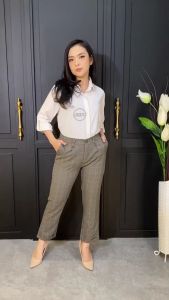 Celana Panjang Bahan Pinggang Karet Wanita Kerja Kantor Formal Casual Baggy Pants