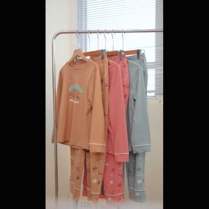 Bộ mặc nhà nữ chất Cotton dệt kim quần dài áo dài tay họa tiết thời trang Việt Thắng - B50.2415