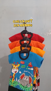 Setelan Baju Bayi Karakter GAJAH JERAPAH Warna Setelan Baju Bayi Usia 3-15 bulan Max BB 10kg.
