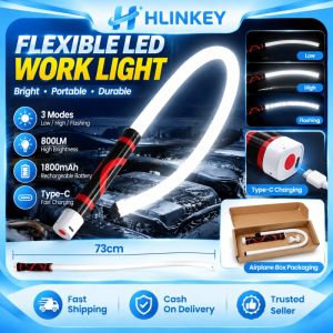 HLINKEY Heavy Duty Flexible Silicone Work Light 800 Lumens 1800mAh Battery IPX Waterproof Shock Resistant LED Stick Light For Tight Spaces Garage Camping Outdoor Tools