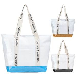 [BAGOO]Women Fashion Shoulder Bag Large Capacity Simple Tote Bag Patchwork Stylish Shoulder Purse Letter Print Daily Work Bag