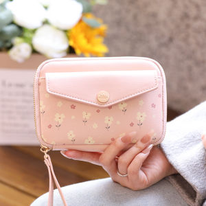 New model high-quality PU printed multi-functional zipper handbag for passport large capacity ladies coin zipper storage bag f