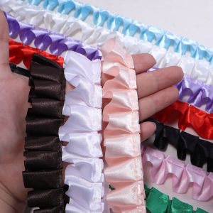 3yards/lot Silk Ruffled Flounce Ribbon Band Sewing Pleated Lace Trim Tape For DIY Handcrafts Garment Hair Accessories Supplies