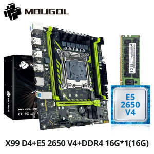 MOUGOL X99 Motherboard Set with Intel Xeon E5 2650 V4 & DDR4 16G*1 2133MHz RAM M.2 NVME SATA for Gaming Computer Desktop Host