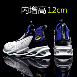 Mens Sporty Casual Shoes Breathable Mesh Inner Heightening Sneakers Comfortable All-Season High Top Board Shoes Rubber Sole