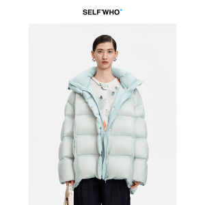 White Goose Down撞Color Winter Womens Loose Quilted Coat