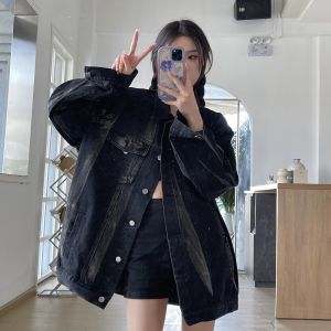 ฤดูใบไม้ผลิ ฤดูใบไม้ร่วง มัดย้อม เดนิม เสื้อแจ็คเก็ต สําหรับ พลัสไซส์ เด็กผู้หญิง หวาน สไตล์แฟชั่น สตรีทแวร์ American Retro Lazy เสื้อท่อนบน แขนยาวกลาง
