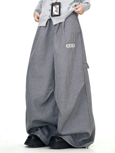 Comfortable Striped Letter Casual Pants Womens Loose Bf Korean Street Style Sporty Wide Leg Long Trousers Autumn 2025