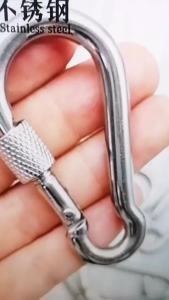 1pc 304 Stainless Steel Spring Snap Hook Carabiner D Ring Lock Safety Clip Quick Link Connect Buckle for Outdoor Camping Hiking