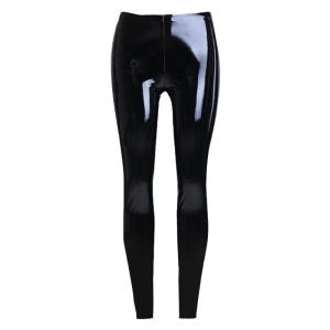 Leather Pants Shiny Stretch Fitted High Waisted Peach Shape