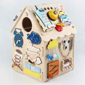 Montessori Montessori Busy House Kids Early Education Intelligence Multi-Functional Treasure Chest Unlocking Wooden Toys