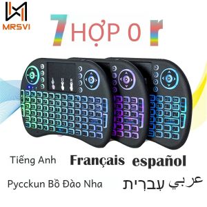 Bàn Phím Không Dây Chuột Bay 2.4G Tích Hợp Touchpad Bàn Phím Mini Có Đèn Nền Cho PC Android TV Box - Hỗ Trợ Tiếng Nga Pháp Tây Ban Nha Ả Rập