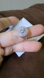 Cincin Perak Clarissa Full Cyrstal Titanium 22 K ( Silver )