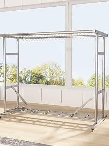 ราวตากผ้าสแตนเลส มีล้อ  เหล็กหนา แข็งแรงมั่นคง เพิ่มความจุขนาดใหญ่ รับน้ำหนักได้ถึง 150 กก.