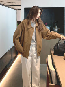 Retro Style Womens Suede Jacket Casual Workwear Coat Breathable Long Sleeve Zipper Closure Solid Color Autumn New Arrival