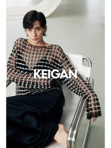 Linen Silk Cotton Knitted Floral Hollow out Mesh Top round Neck Long Sleeve Commute Style Straight Cut Basic Length Nylon Fabric