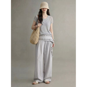 GULILI | Mock Two-Piece Stylish Knitted T-Shirt and Ruffle Shorts Set