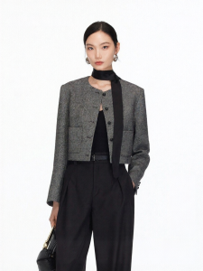 Vero Moda | Áo Khoác Cổ Tròn Hai Túi Pha Len