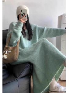 Idle Style Loose Long Sweater Dress Female Fall and Winter 2024 New Arrival French Knitting Base Dress Overknee Thickened