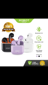 Robot TWS Wireless Earphone Airbuds T50S Original BT 6.0 True Wireless Headset Bluetooth Earbuds IPX4 WaterProof Original - Garansi 1 Tahun