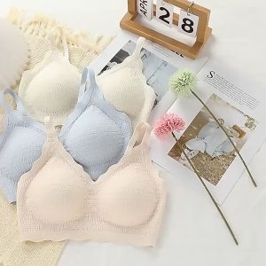 CS เสื้อชั้นในจีบ ยกทรงดันขึ้น งานผ้านุ่มใส่สบาย ไม่มีโครงเหล็ก บราระบายอากาศได้ ny018 Clothing ผู้หญิง Women Lady ลูกไม้ ผ้าลูกไม้