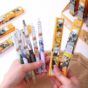 Kotak Buta Naruto Gel Pen Blind Box 0.5mm Black Ink Anime Cute Cartoon Stationery Random Pen 1pc