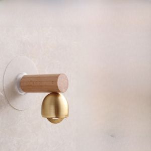 Bronze Solid Wood Doorbell Original with Bracket Pure Copper Japanese Style Collision Bell Store Entrance Fridge Reminder Bell
