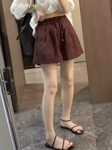 High Waist Wide Leg Short Pants Womens Summer Slimming Drawstring A-Line Pants Fashionable plus Size Thin Style Casual Trousers