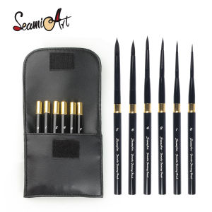 SeamiArt 6 ชิ้น/เซ็ตแบบพกพา Pu แปรงกระเป๋า DivIsible สั้นสีน้ํา Journal แปรงทาสีสําหรับอุปกรณ์ศิลปะ