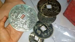 [HCM]Gương Bát quái tròn phong thủy Long Lân Quy Phụng bằng đồng-Nhiều cỡ