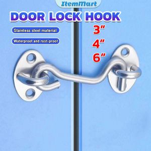 ItemMart Windows Lock Sliding Door Lock Barn Gate Latch Stainless Steel Hook Locks Shower Room Hardware Accessories