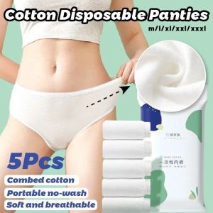 5PCS Cotton Disposable Panties Women Sterile Travel Portable Underwear Pregnant Plus Size Underwear