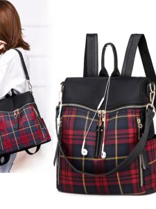 Casual Oxford Cloth Large Capacity Backpack for Women 2024 New Style Double Shoulder Bag with Zipper Closure and Internal Pockets