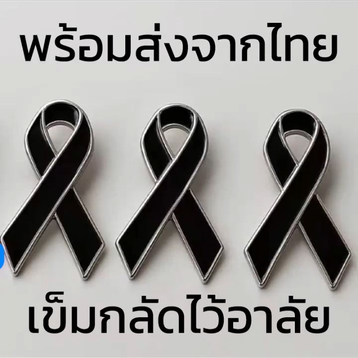 (พร้อมส่ง) เข็มกลัดไว้อาลัย โบว์ไว้อาลัย โบว์ไว้ทุกข์ โบว์ไขว้ โบว์เข็มกลัด เข็มกลัดโบว์ดำ เข็มกลัดงานขาวดำ เข็มกลัดติดเสื้อ มีให้เลือก 2 ขนาด